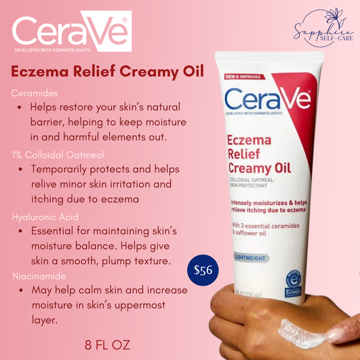 Cerave Eczema Relief Creamy Body Oil - 8 oz