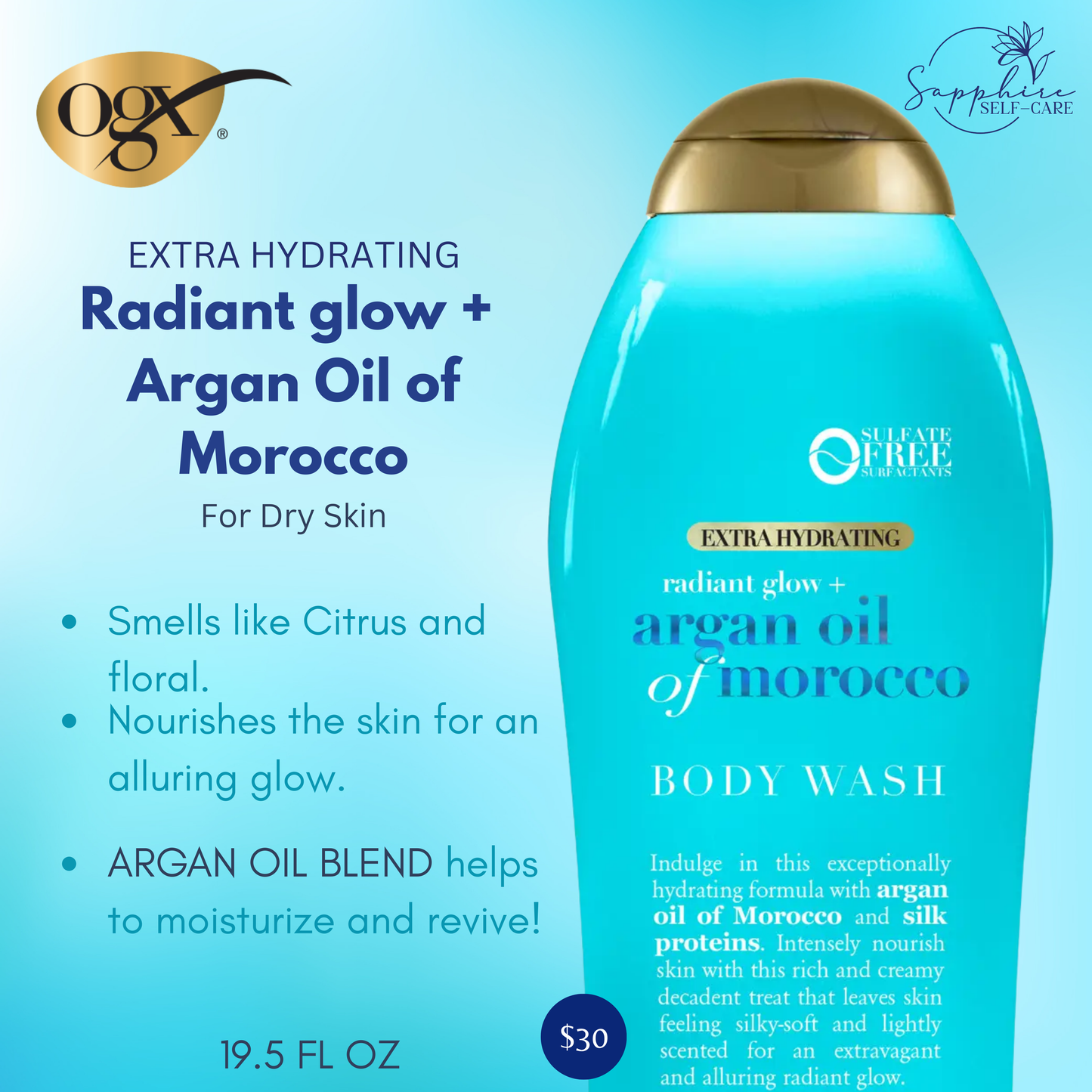 OGX Radiant Glow Argan Oil of Morocco Body Wash - 19.5 fl oz