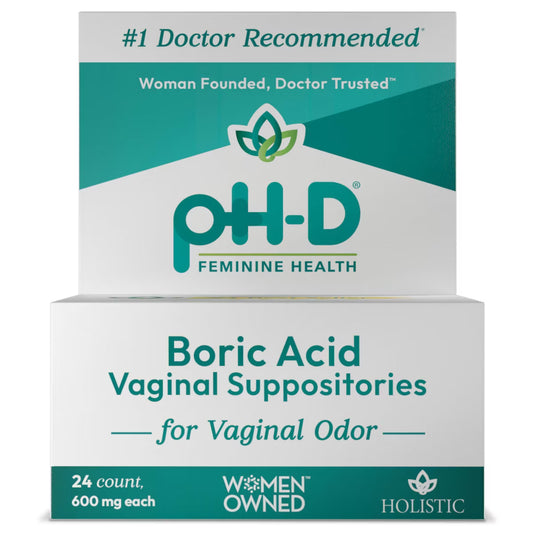 PH-D Feminine Health Boric Acid Vaginal Suppositories- 24 count
