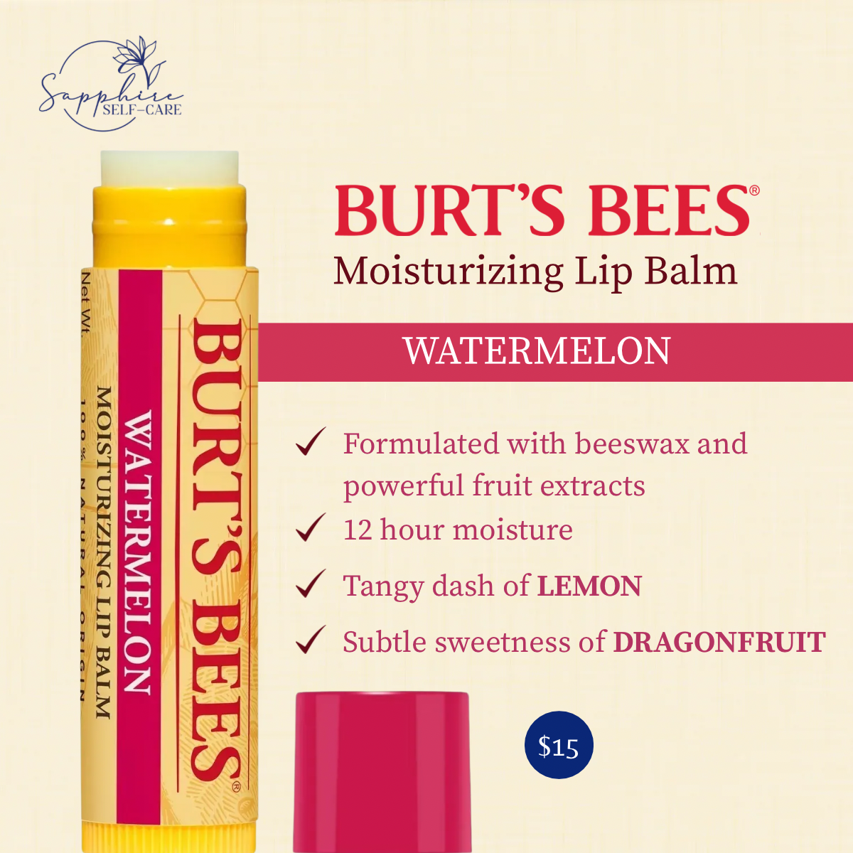 Burt's Bees Moisturizing Lip Balm - 0.15oz