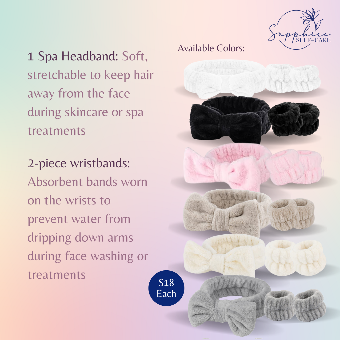 Spa Headband & 2pc Wristband