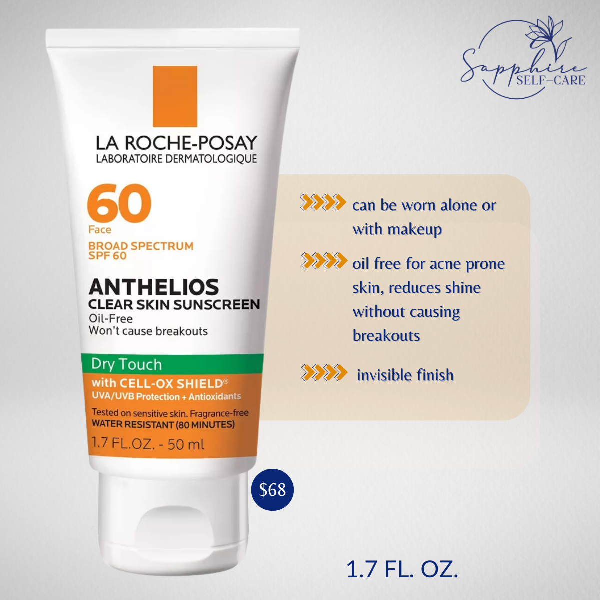 La Roche Posay Anthelios Clear Skin Dry Touch Face Sunscreen for Acne Prone Skin - SPF 60