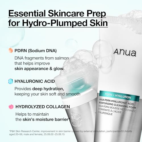 Anua PDRN Hyaluronic Acid Moisturizing Cleansing Foam 5.07 FL OZ