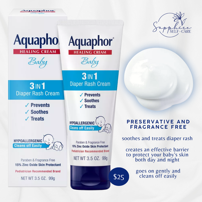 Aquaphor Baby 3-in-1 Diaper Rash Relief Cream - 3.5oz