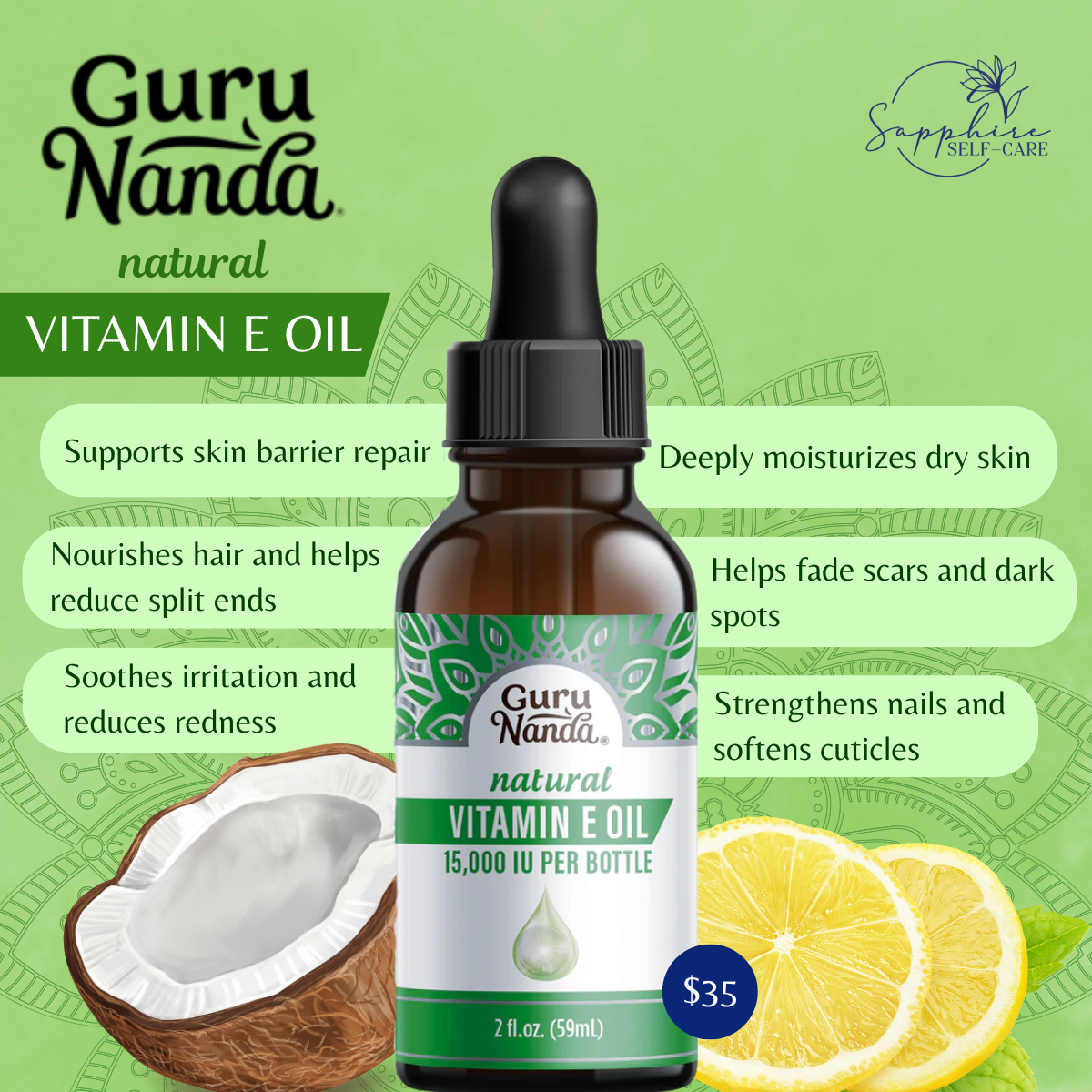 GuruNanda Vitamin E Oil, 2 Fl Oz