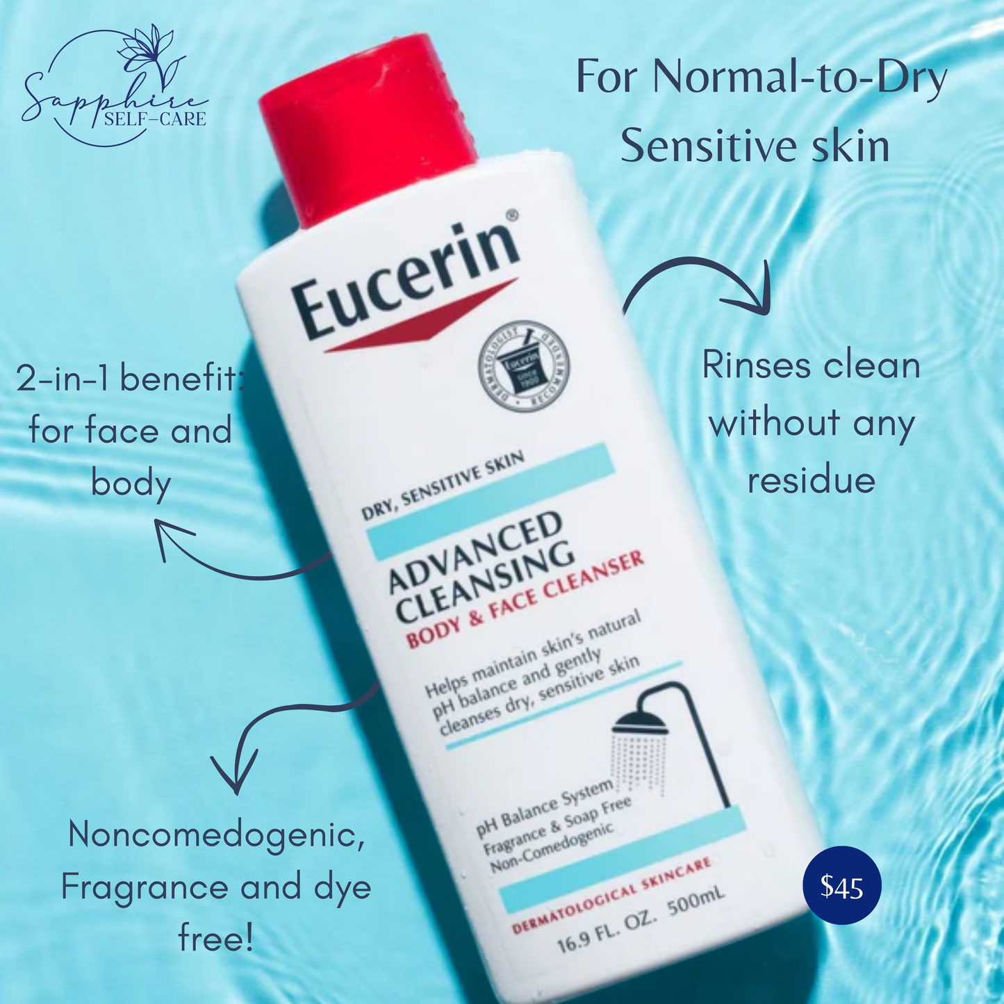 Eucerin Advanced Cleansing Body and Face Cleanser - 16.9 fl oz