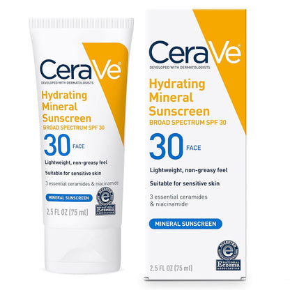 CeraVe Hydrating Mineral Face Sunscreen Lotion – SPF 30 - 2.5 fl.oz