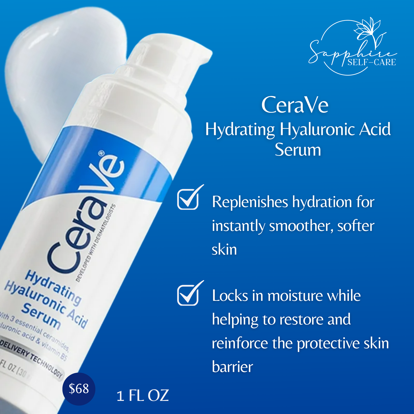 CeraVe Hydrating Hyaluronic Acid Face Serum 1 FL OZ