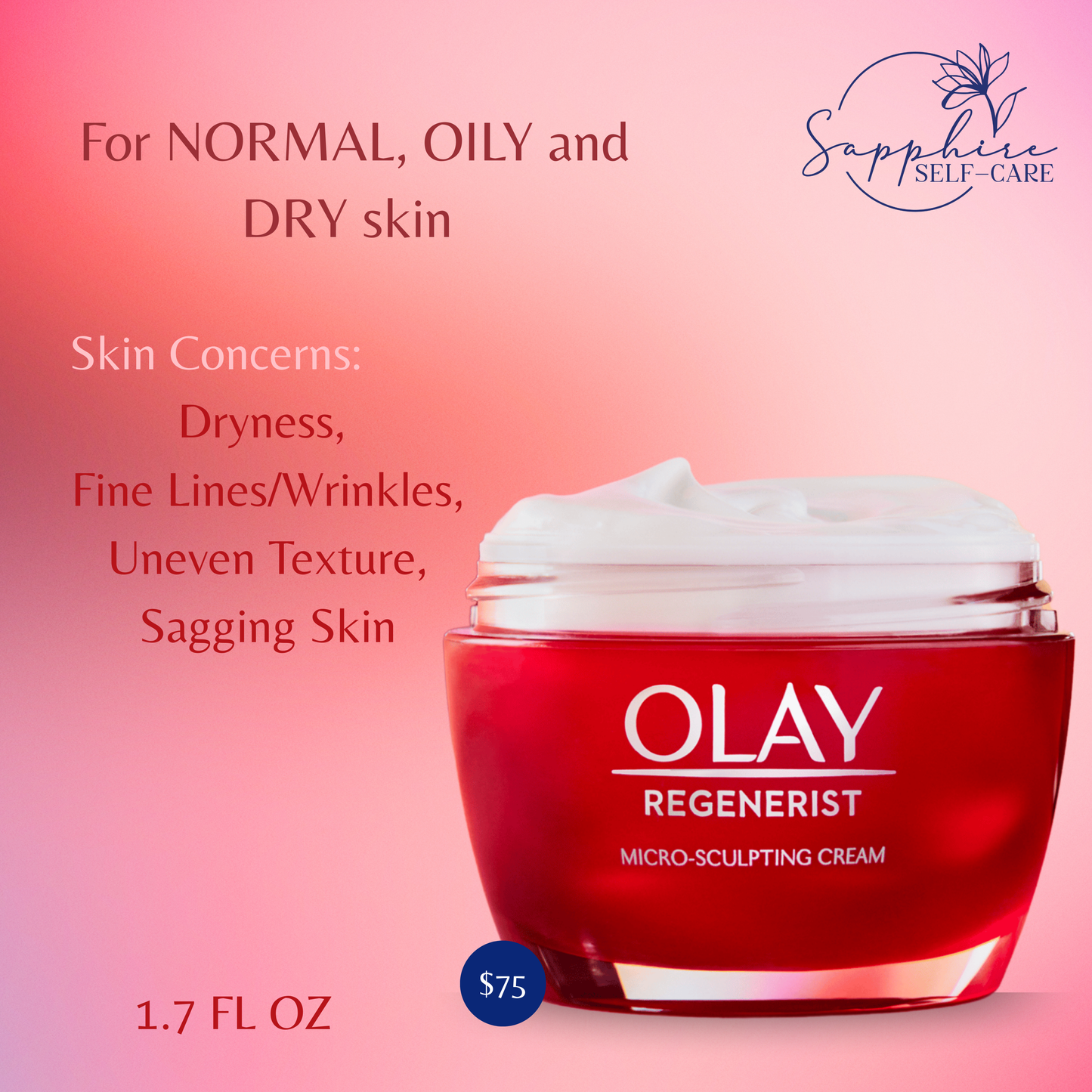 Olay Regenerist Micro-Sculpting Cream Face Moisturizer Fragrance-Free 1.7 FL OZ