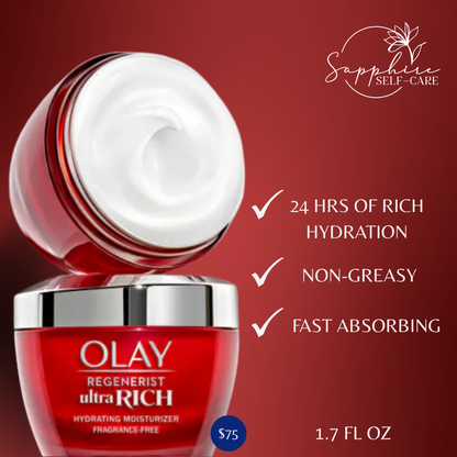 Olay Regenerist Ultra Rich Face Moisturizer for Dry Skin Fragrance-Free 1.7 FL OZ