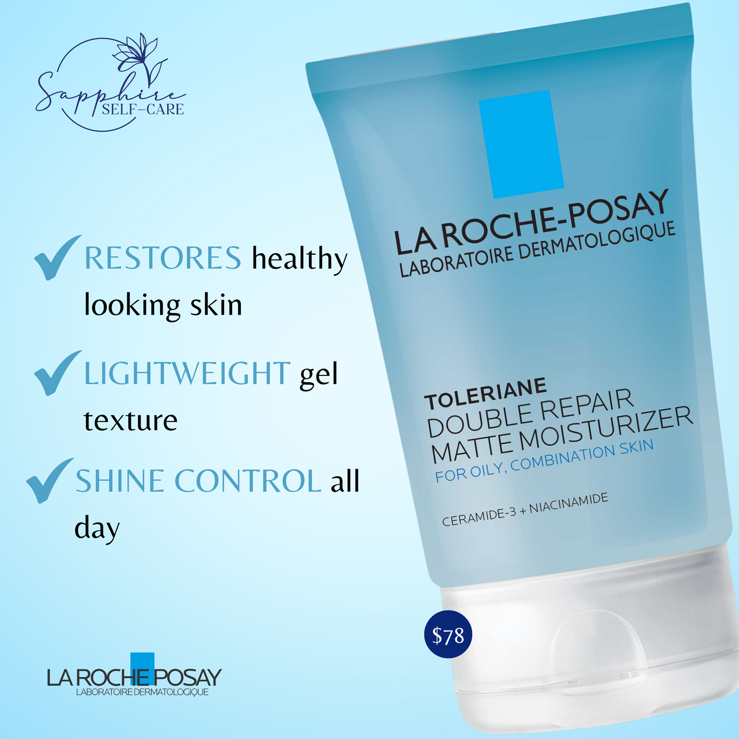 La Roche Posay Toleriane Double Repair Matte Face Moisturizer 2.5 FL OZ