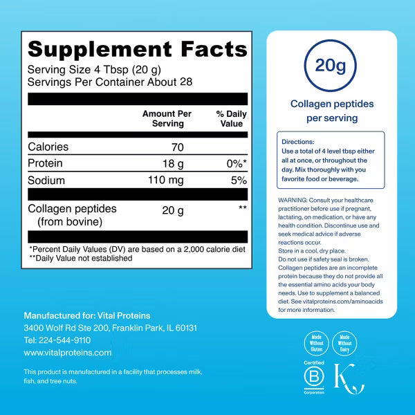 Vital Proteins Collagen Peptides Unflavored Powder