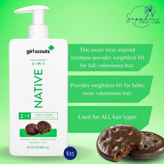 Native Girl Scouts Thin Mints Full & Thick 2-in-1 -Shampoo + Conditioner 16.5 fl oz