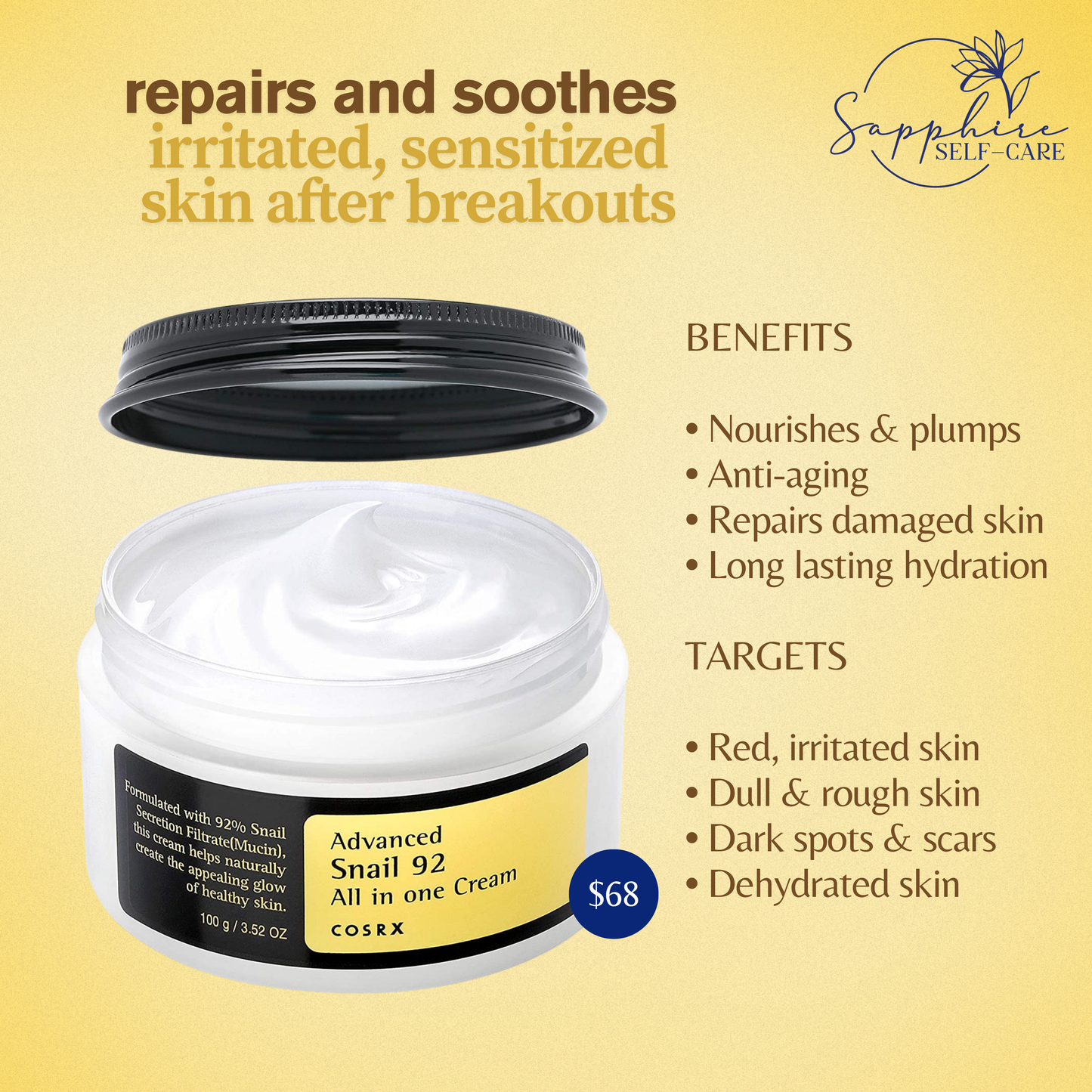 COSRX Advanced Snail 92 Cream 3.52oz