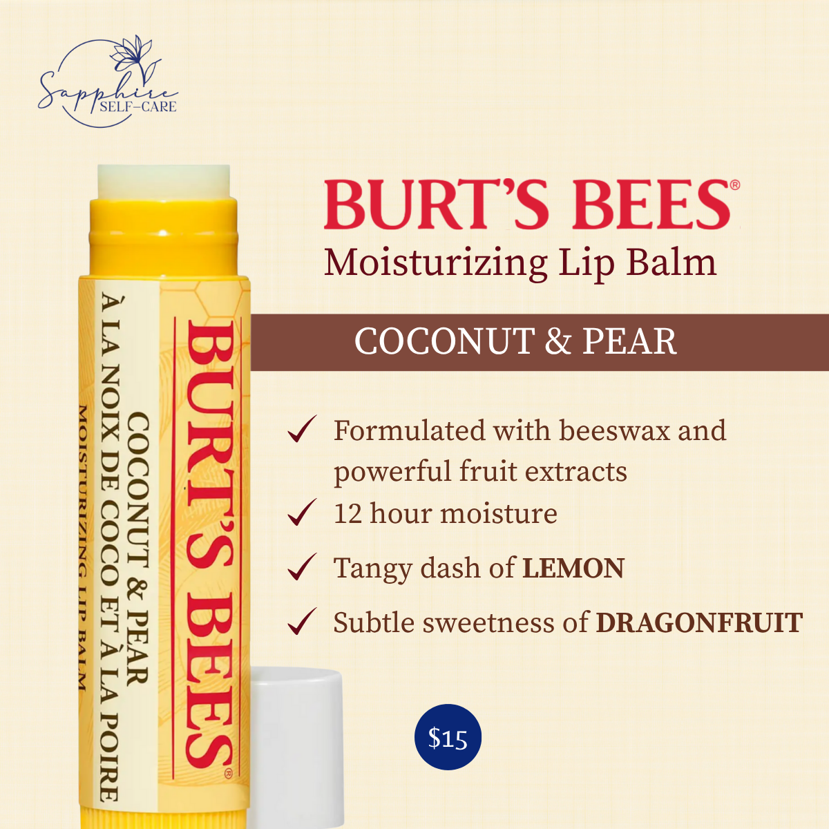 Burt's Bees Moisturizing Lip Balm - 0.15oz