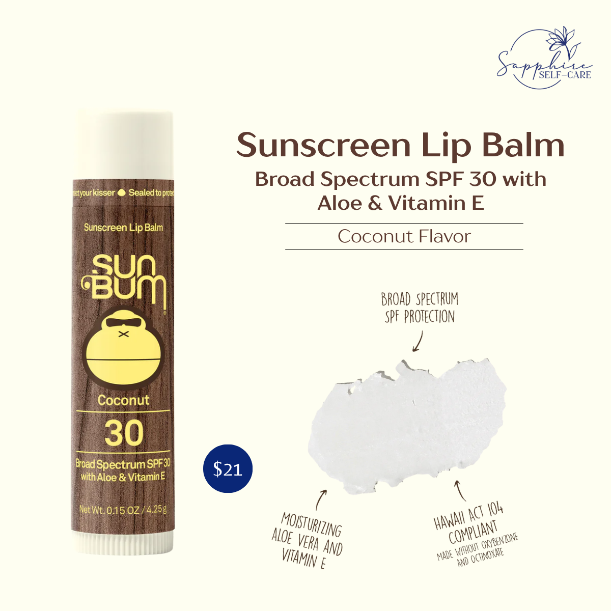 Sun Bum Lip Balm - SPF 30 - 0.15oz