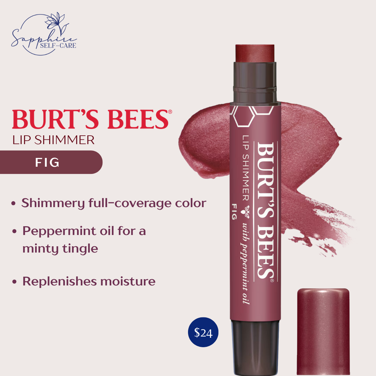 Burt's Bees Lip Shimmer - Fig Blister - 0.09oz
