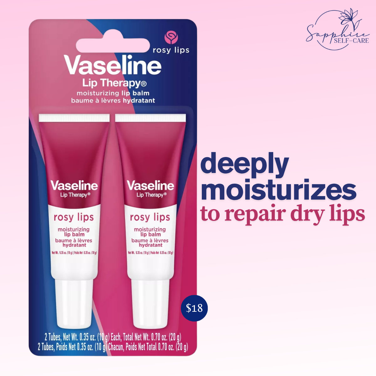 Vaseline Lip Therapy Rosy Lip Balm - Twin Pack