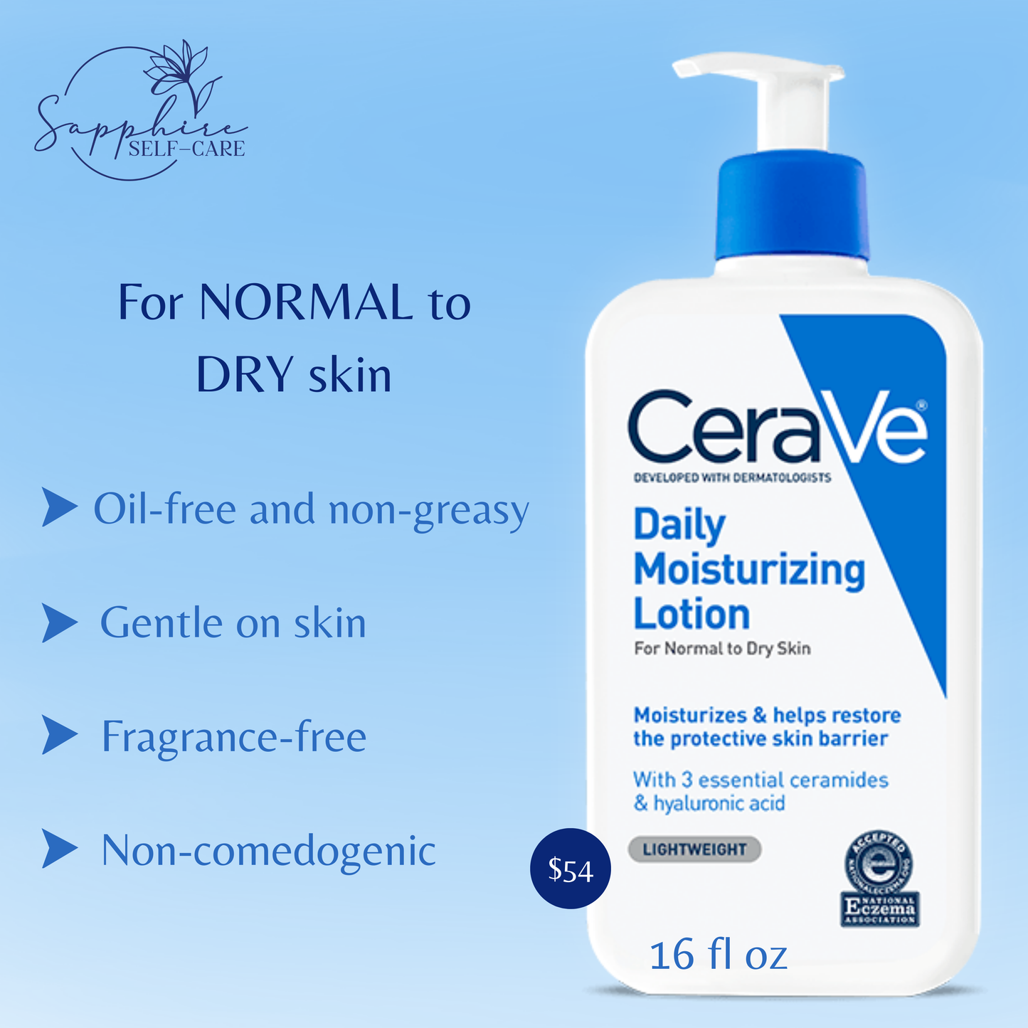 CeraVe Daily Moisturizing Lotion for Normal to Dry Skin 16 FL OZ
