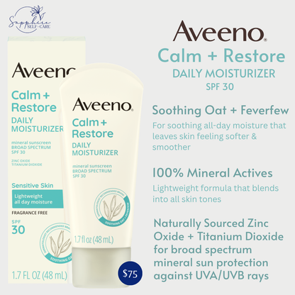 Aveeno Calm + Restore Daily Moisturizer Mineral Sunscreen SPF 30 1.7 FL OZ