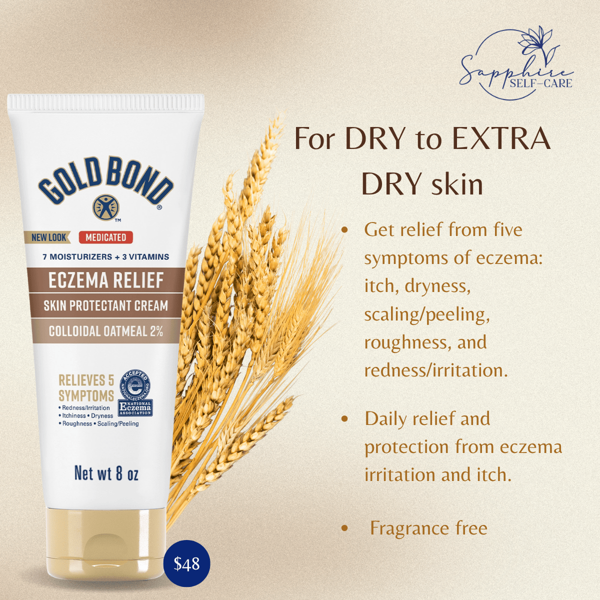 Gold Bond Unscented Eczema Relief Hand and Body Lotion 8 FL OZ