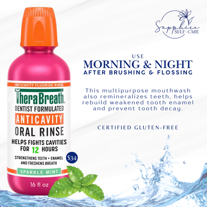 TheraBreath Anticavity Fluoride Mouthwash - Sparkle Mint - 16 fl oz