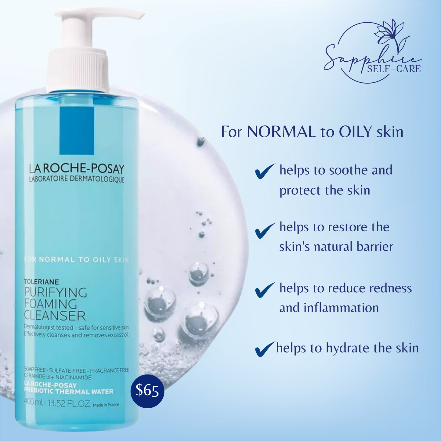 La Roche- Posay Purifying Foaming Face Wash - 13.52 fl.oz