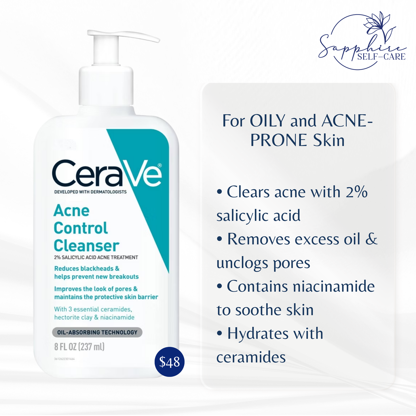 CeraVe Acne Face Cleanser with 2% Salicylic Acid - 8 fl oz