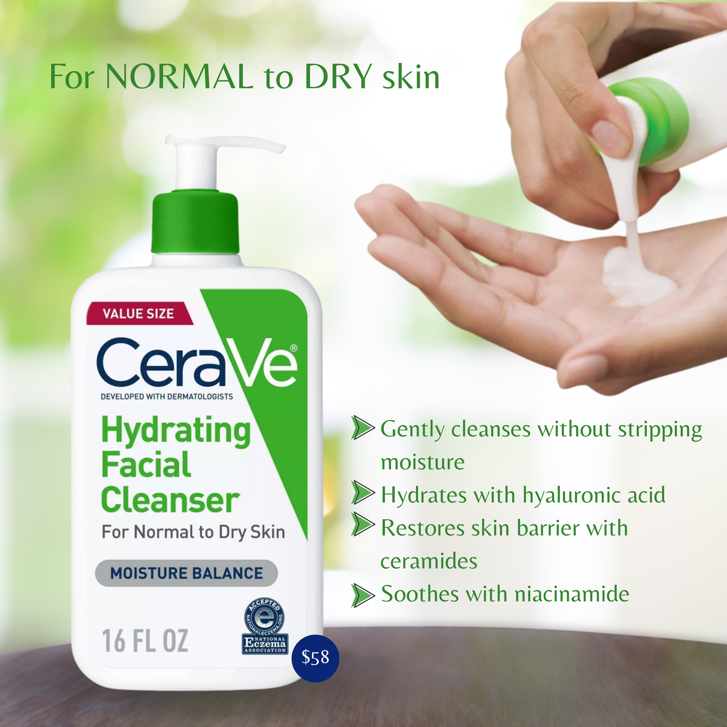 CeraVe Hydrating Face Wash - 16 fl.oz