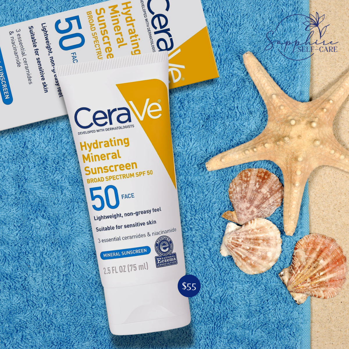 CeraVe Hydrating 100% Mineral Sunscreen for Face - SPF 50 - 2.5 fl oz