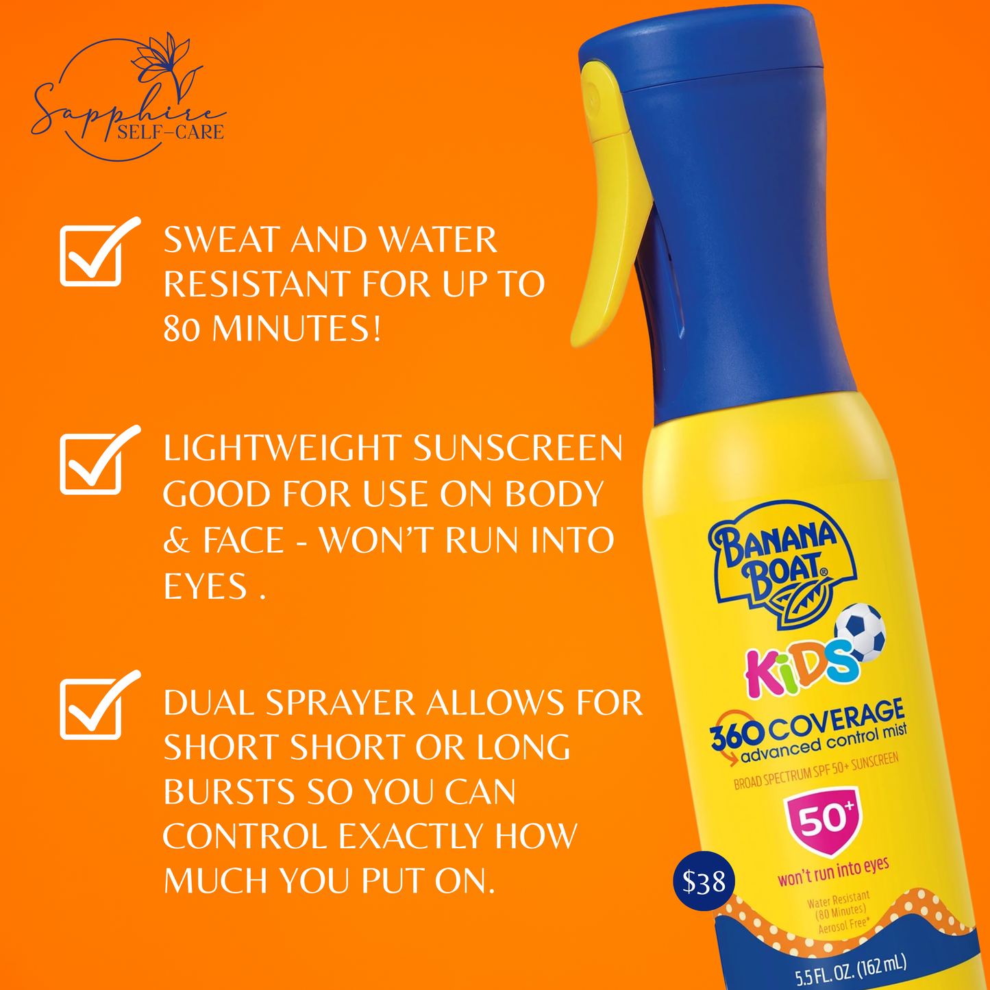 Banana Boat Kids' 360 Coverage Advanced Control Mist Sunscreen Sprayer - SPF 50 - 5.5 fl.oz