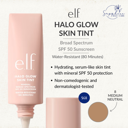 e.l.f. Halo Glow Skin Tint Light Coverage Foundation - Mineral SPF 50 - 1 fl.oz