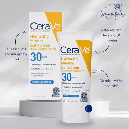 CeraVe Hydrating Mineral Face Sunscreen Lotion – SPF 30 - 2.5 fl.oz