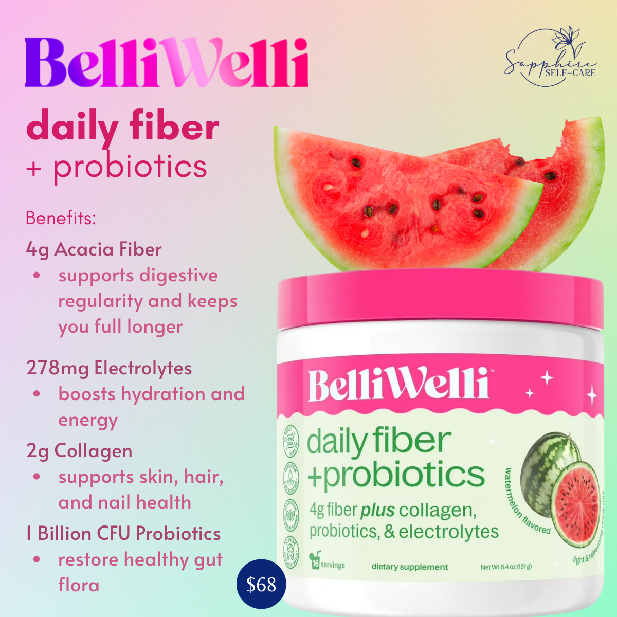 Belli Welli Daily Fiber Supplement Powder - 16 servings
