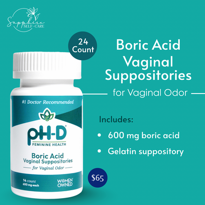 PH-D Feminine Health Boric Acid Vaginal Suppositories- 24 count