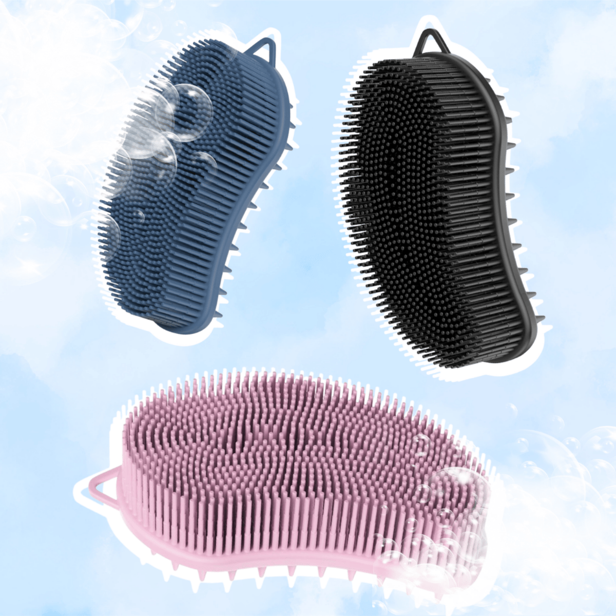 MainBasics Exfoliating Silicone Body Scrubber Pro 2-in-1 Shower Scrubber for Body & Scalp