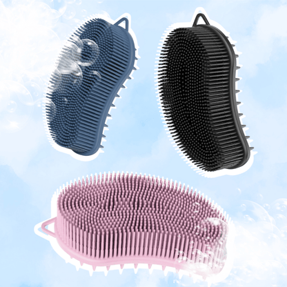 MainBasics Exfoliating Silicone Body Scrubber Pro 2-in-1 Shower Scrubber for Body & Scalp