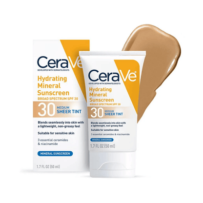 CeraVe Hydrating MEDIUM Sheer Tinted Mineral Sunscreen SPF 30 1.7oz