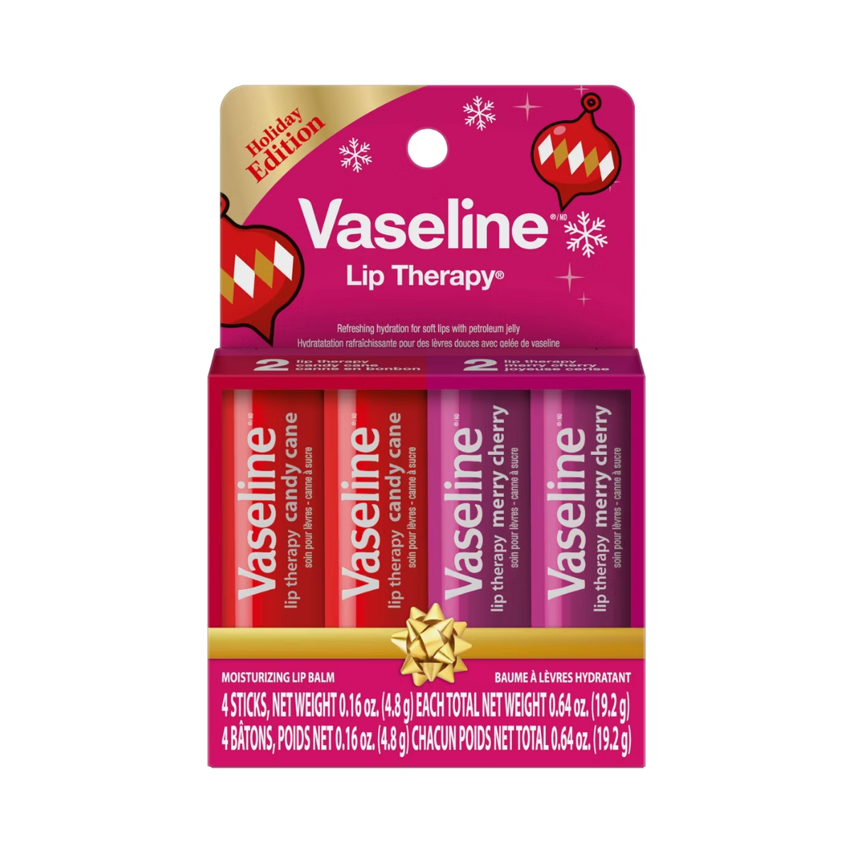 Vaseline Holiday Limited Edition Lip Therapy Stick - Flavors Collection - 4pk