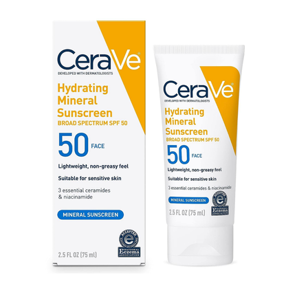 CeraVe Hydrating 100% Mineral Sunscreen for Face - SPF 50 - 2.5 fl oz