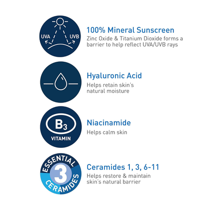 CeraVe Hydrating 100% Mineral Sunscreen for Face - SPF 50 - 2.5 fl oz