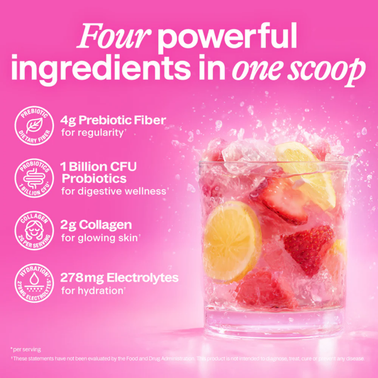 Belli Welli Daily Fiber Supplement Powder - Strawberry Lemonade