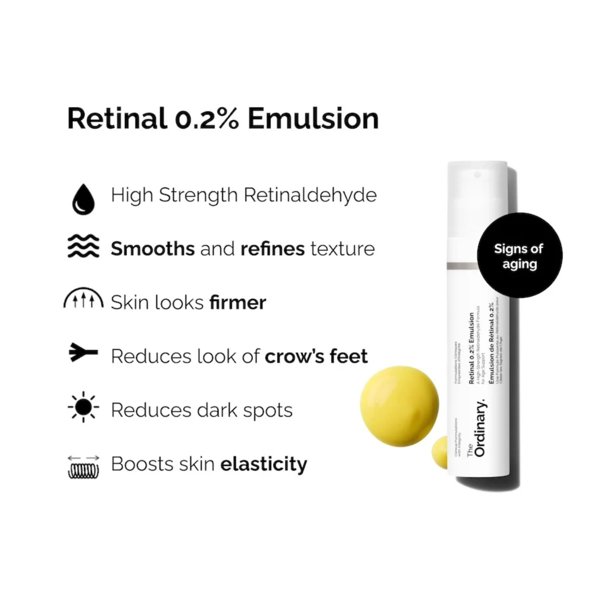 The Ordinary Retinal 0.2% Emulsion High-Strength Retinoid Nighttime Treatment - 0.507 FL OZ