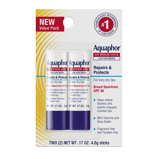 Aquaphor Lip Balm Repair Stick for Chapped Lips - SPF30 - 2pk/.34oz