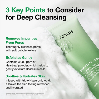 ANUA Heartleaf Quercetinol Pore Deep Cleansing Foam Facial Cleanser 5.07 fl oz