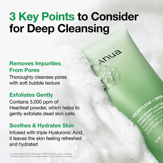 ANUA Heartleaf Quercetinol Pore Deep Cleansing Foam Facial Cleanser 5.07 fl oz