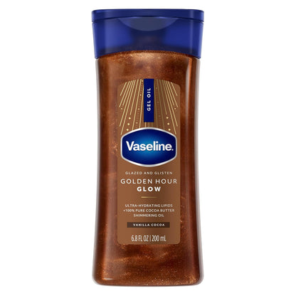 Vaseline Glazed & Glisten Vanilla Cocoa Shimmering Gel Body Oil - Golden Hour Glow - 6.8 fl oz