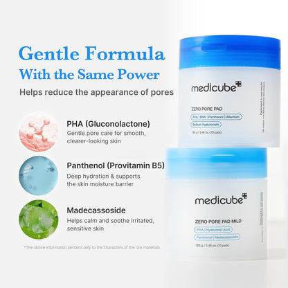 Medicube Toner Pads Zero Pore Pad Mild 2.0 - 5.46oz (70 pads)