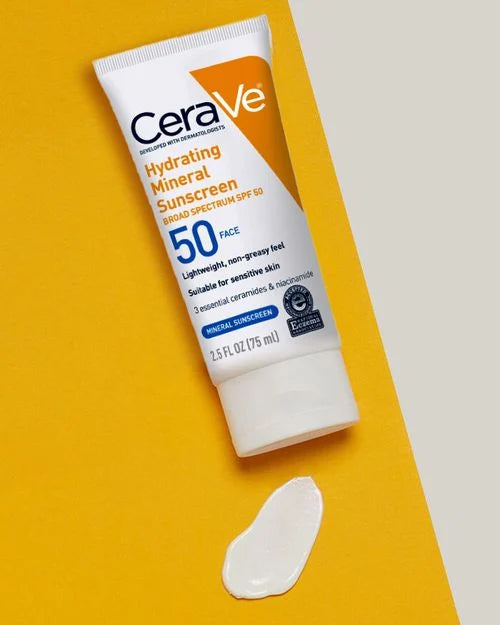CeraVe Hydrating 100% Mineral Sunscreen for Face - SPF 50 - 2.5 fl oz
